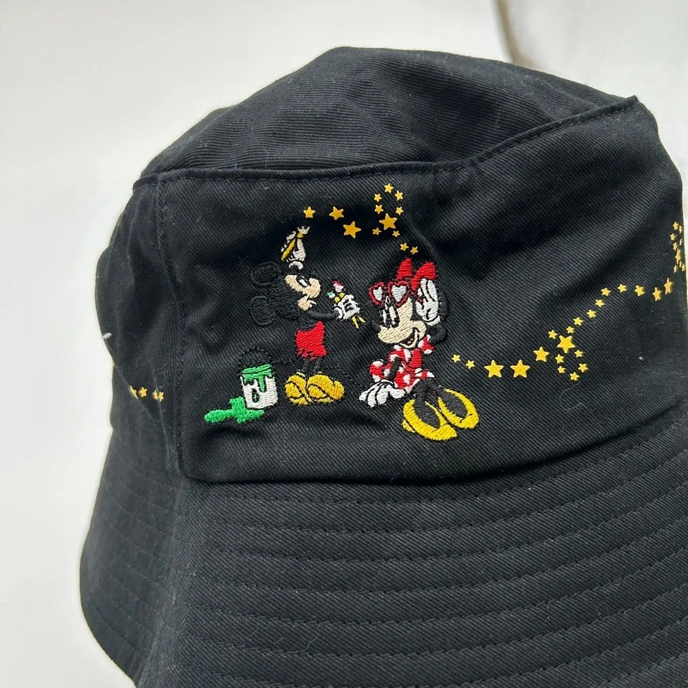 Disney Hong Kong Disneyland Bucket Hat Adult Black Mickey Minnie Mouse One Size